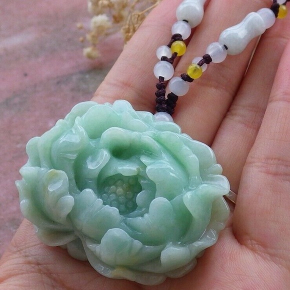 Certified Green Natural A Jade jadeite pendant Orchid Flower Necklace 花开富贵 - Picture 5 of 11